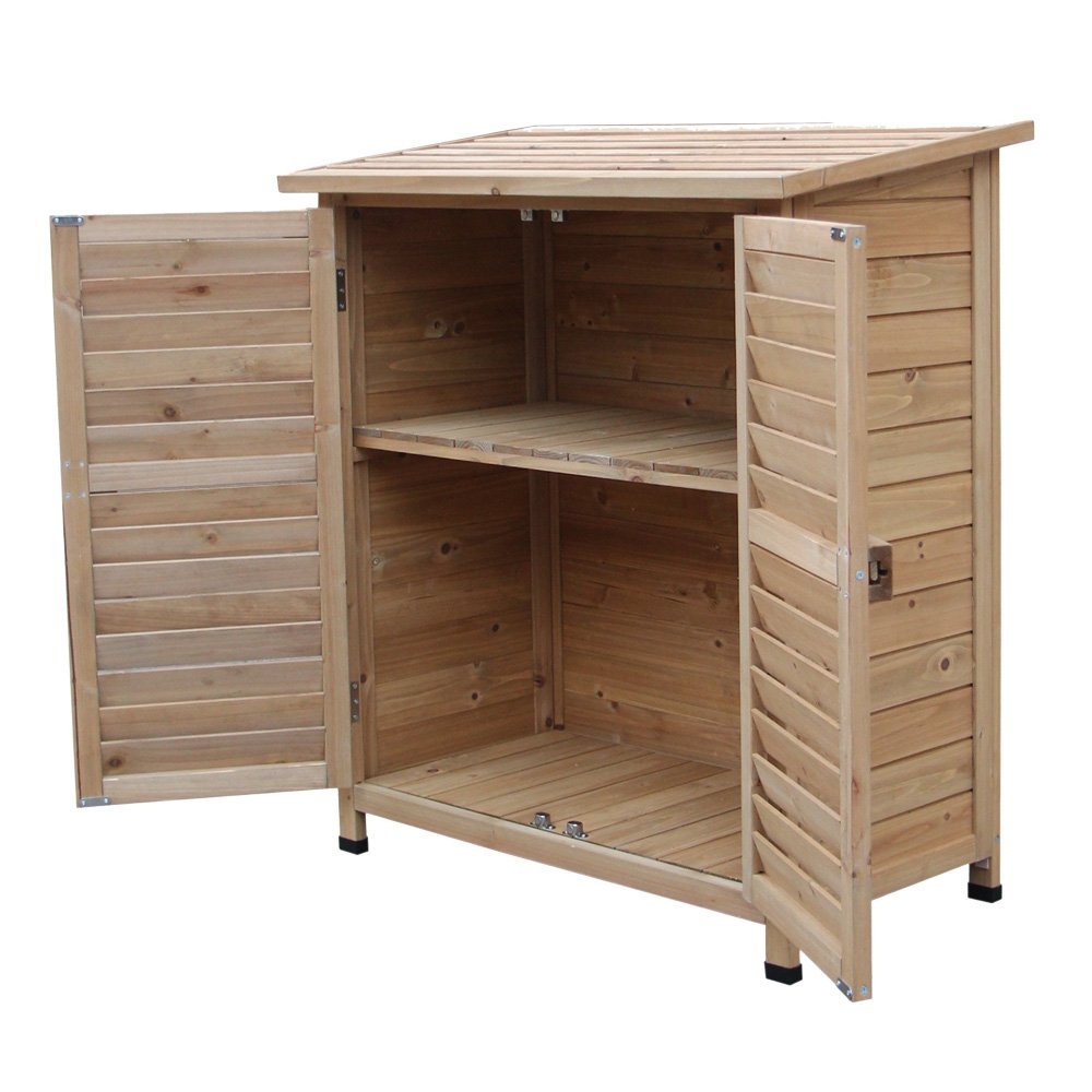 ODDINER Coffre de Jardin de Rangement Extérieur Locker Outil en Bois Armoire  de Rangement Sunproof antic…